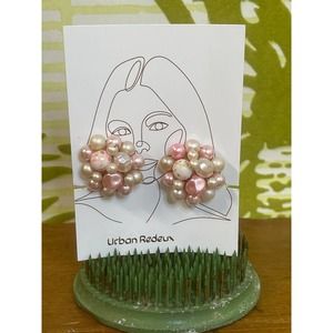 Vintage Pink/Pearl Cluster Clip-On Non-pierced Earrings